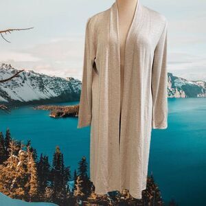 NWT Magaschoni Oatmeal Heather Cardigan Sweater Size Large NEW